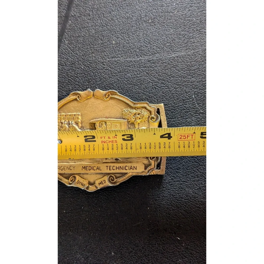 Vintage Emergency Medical Technician EMT‎ Brass Belt Buckle Dyna Med Carlsbad CA